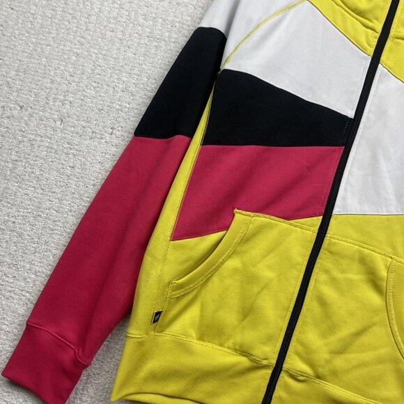 Y2K Volcom Color Blocks Hoodie Skateboards Punk Emo Women Sz L Pink / Yellow - Picture 4 of 16